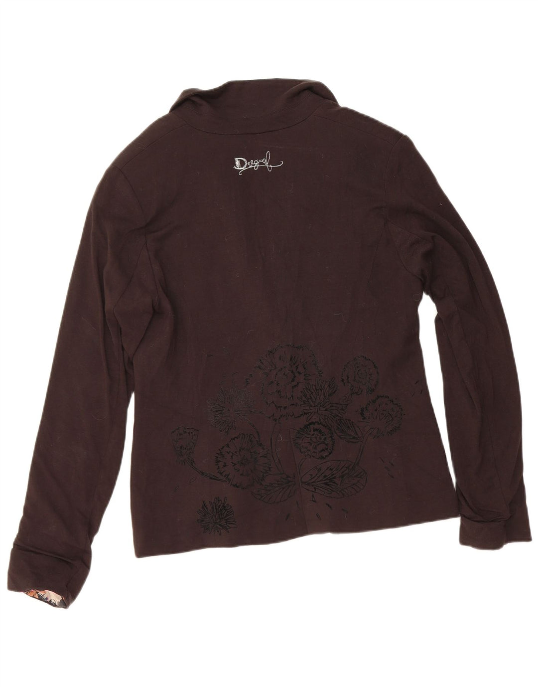 Desigual Womens 1 Button Blazer Jacket EU 40 Medium Black Floral