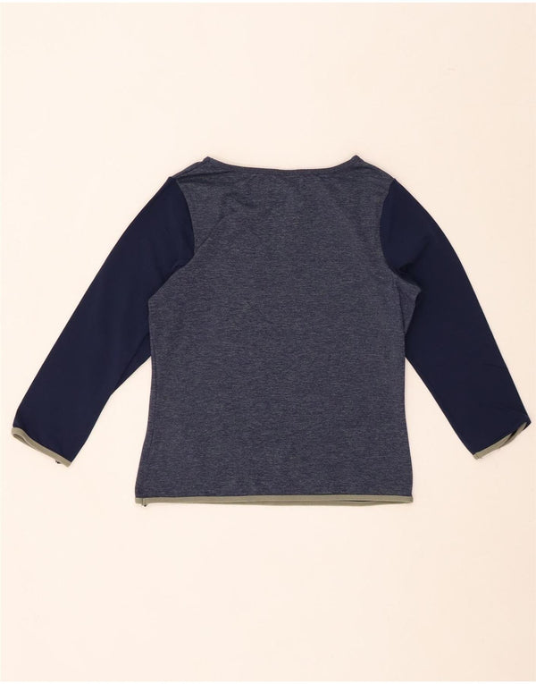 Nike Girls Top 3/4 Sleeve 10-11 Years Medium Navy Blue Colourblock Nylon