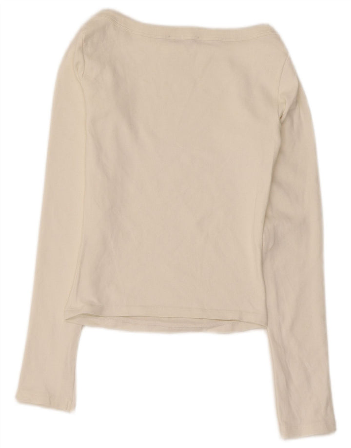 Zara Womens Crop Top Long Sleeve UK 12 Medium Off White