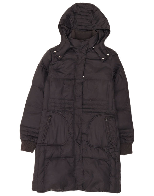 Playlife Womens Hooded Padded Coat UK 12 Medium Black Polyamide