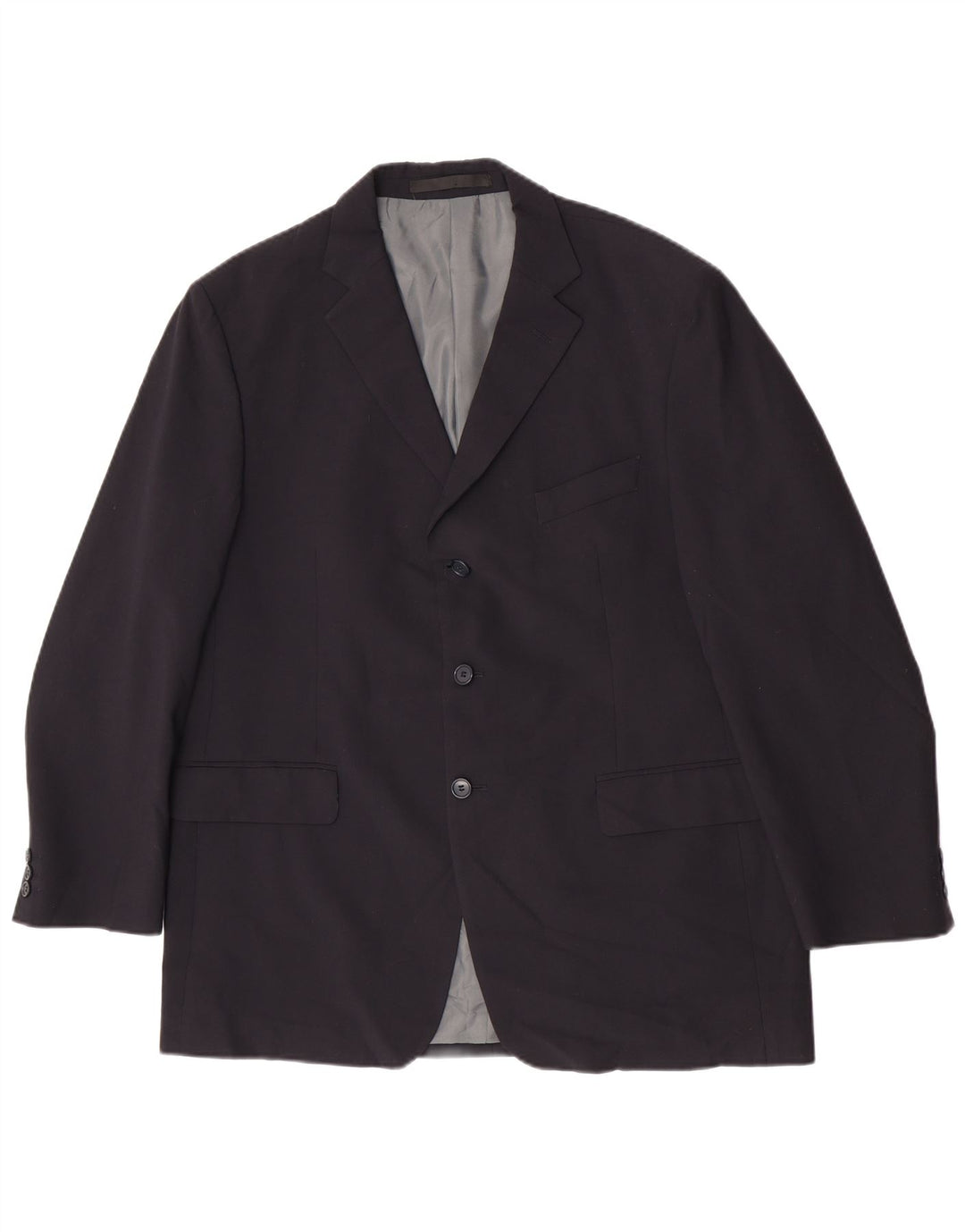 Marks & Spencer Mens 3 Button Blazer Jacket UK 44 2XL Navy Blue Polyester