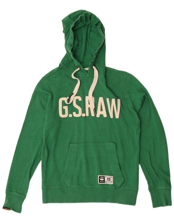 G-Star Mens Graphic Hoodie Jumper Large Green Cotton