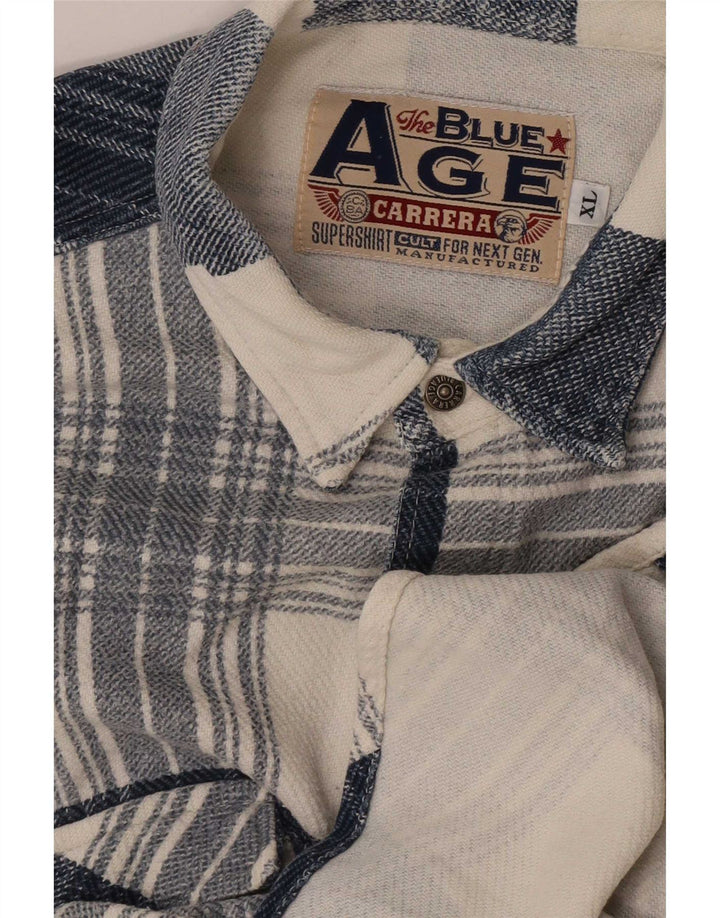 Carrera Mens Flannel Shirt XL Blue Check