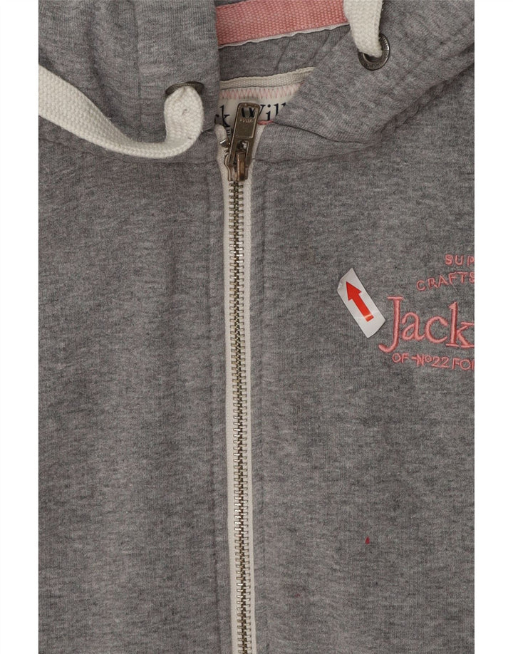 Jack Wills Womens Graphic Oversized Zip Hoodie Sweater UK 16 Large Grey
