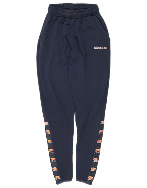 ELLESSE Womens Graphic Tracksuit Trousers UK 6 XS Navy Blue Polyester