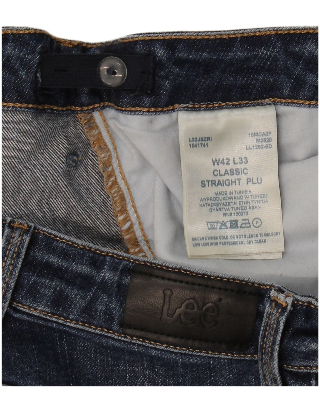 Lee Womens Straight Jeans W42 L33 Navy Blue Cotton