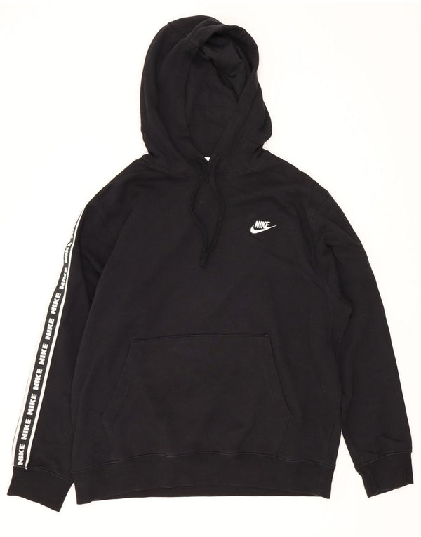 Nike Mens Graphic Hoodie Jumper Large Black Cotton