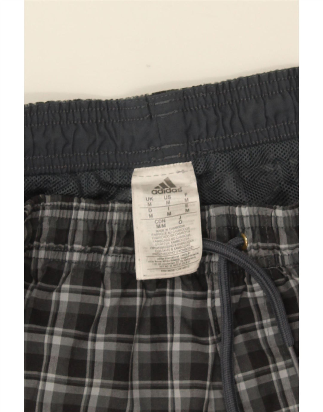 Adidas Mens Swimming Shorts Medium Grey Check Polyester