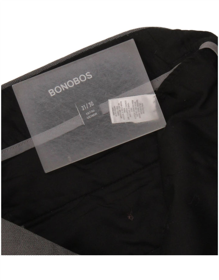 BONOBOS Mens Slim Casual Trousers W31 L30 Grey Cotton
