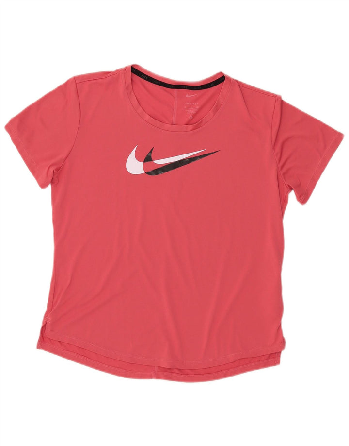 NIKE Womens Graphic T-Shirt Top UK 10 Small Red Polyester