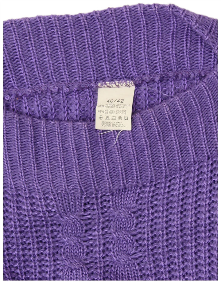 VINTAGE Womens Boat Neck Jumper Sweater EU 40/42 Medium Purple Acrylic
