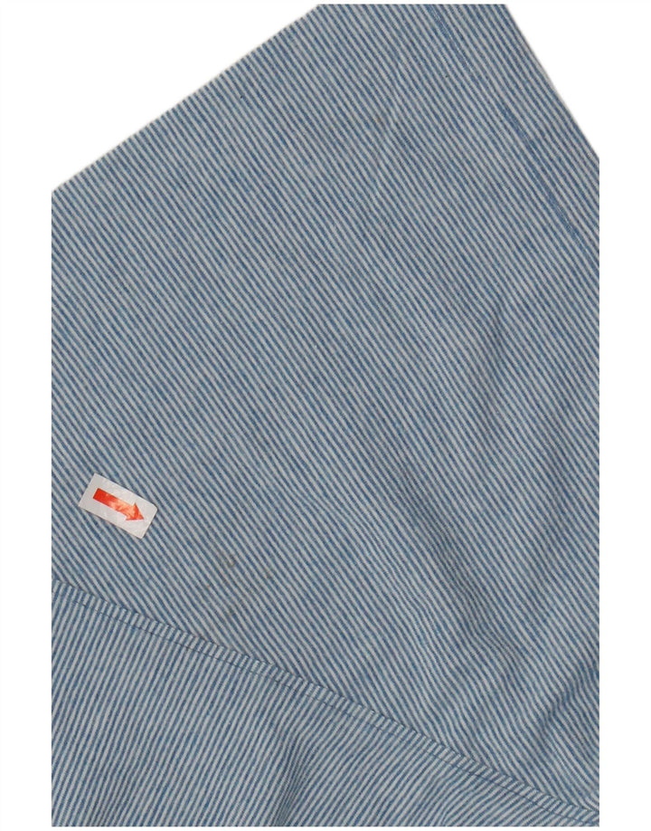 ORVIS Mens Polo Shirt XL Blue Pinstripe Cotton