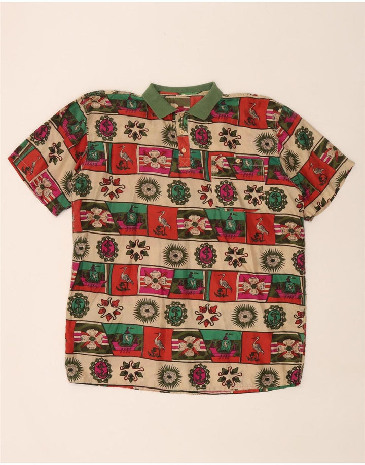 Vintage Mens Abstract Pattern Pullover Shirt Large Multicoloured