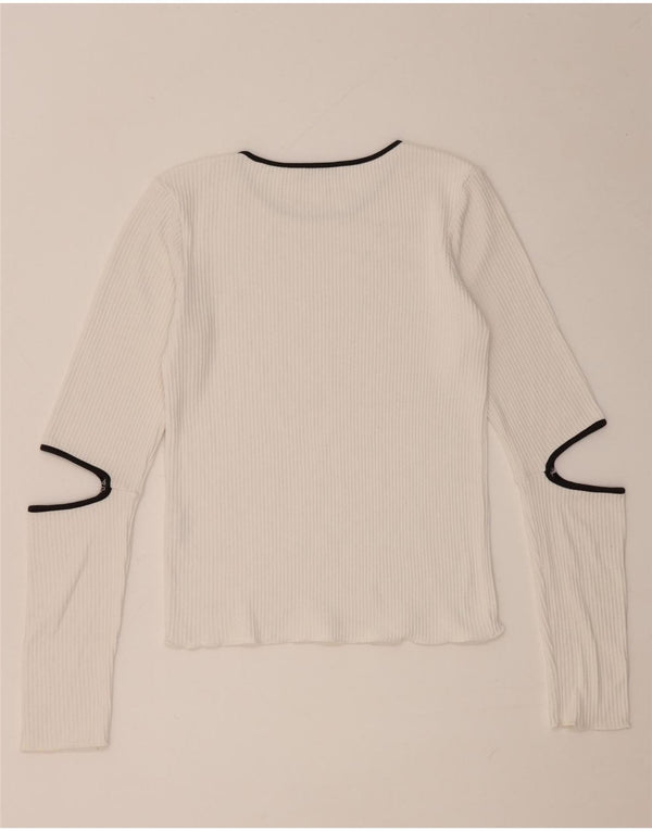 Zara Womens Top Long Sleeve UK 12 Medium White Viscose