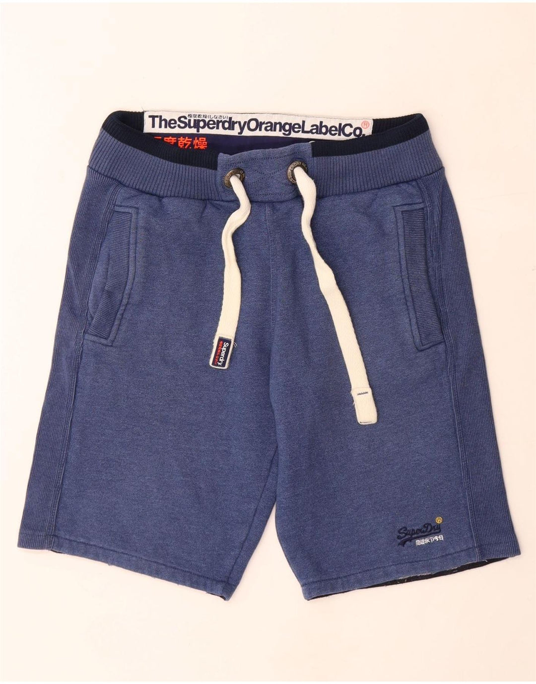 SUPERDRY Mens Sport Shorts Small Navy Blue Cotton