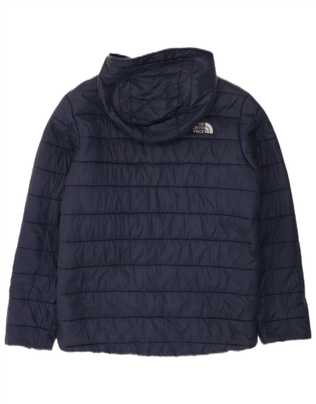 THE NORTH FACE Boys Hooded Padded Jacket 11-12 Years Large Navy Blue