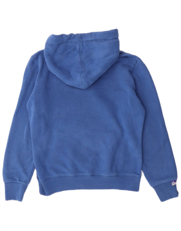SUPERDRY Womens Graphic Oversized Hoodie Jumper UK 10 Small Blue Cotton