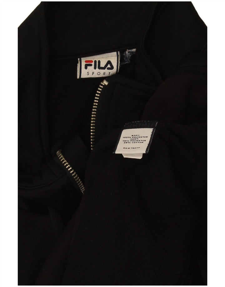 Fila Womens Tracksuit Top Jacket UK 12 Medium Black Polyester