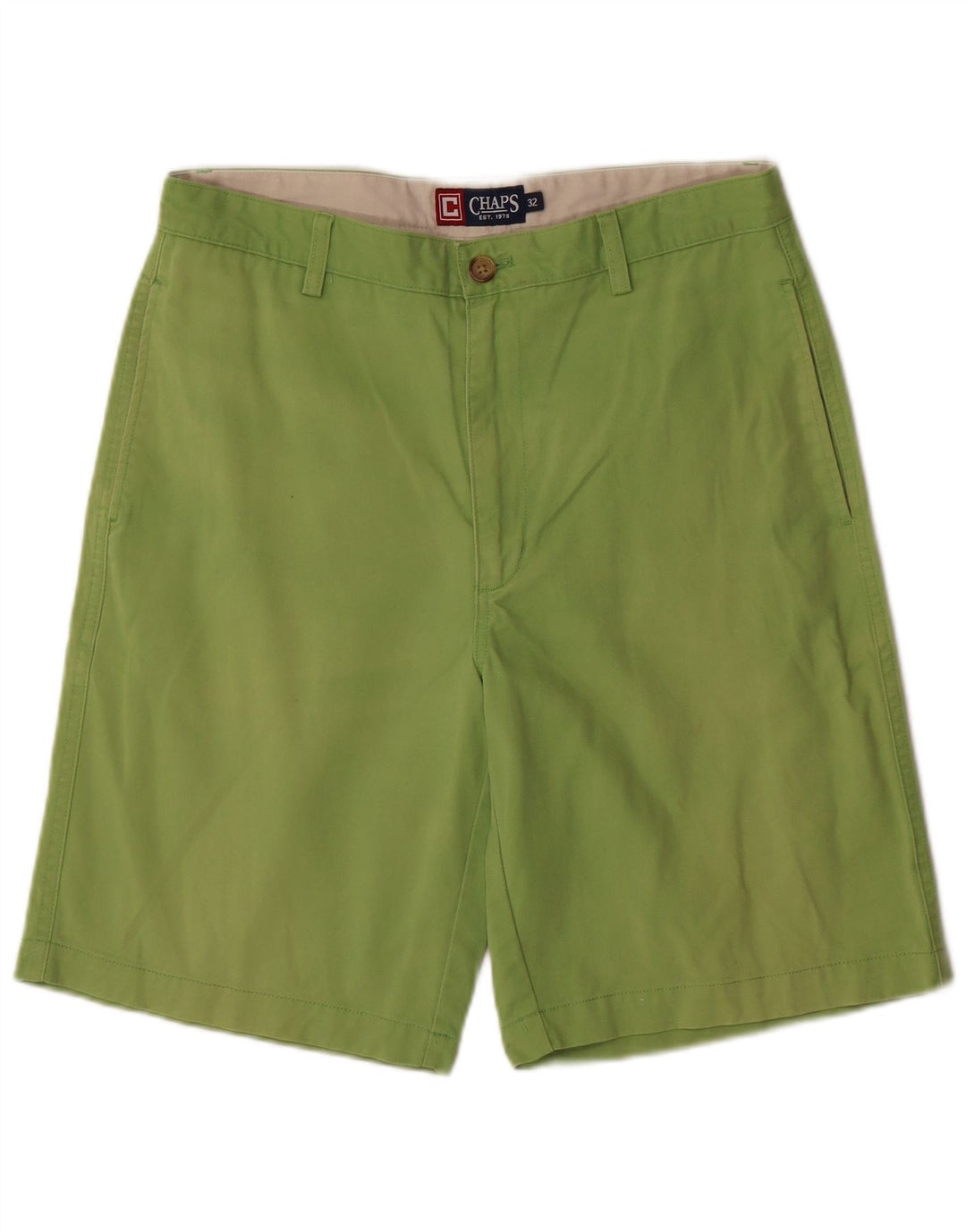 CHAPS Mens Chino Shorts W32 Medium Green Cotton