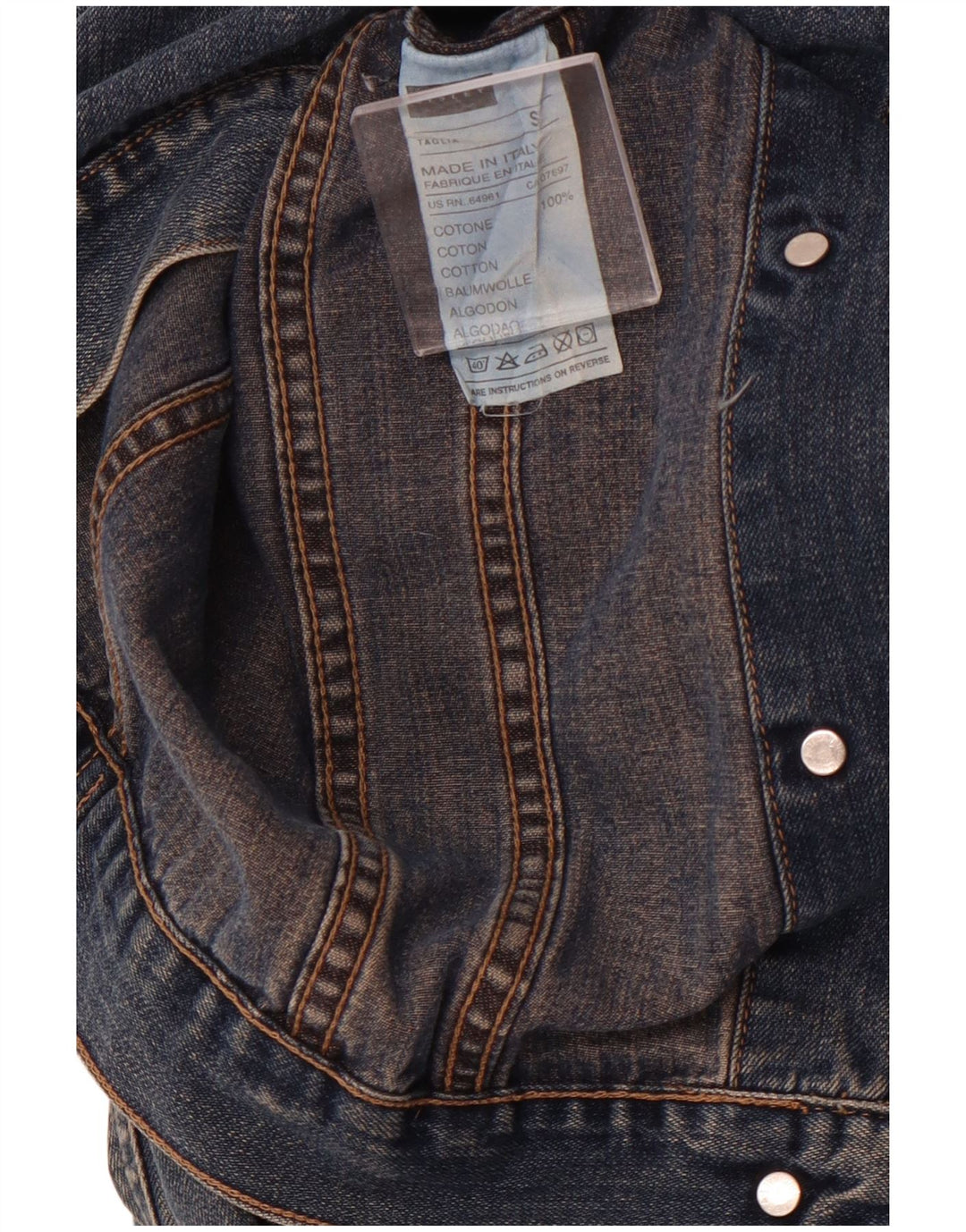 SISLEY Womens Denim Jacket UK 10 Small Navy Blue Cotton