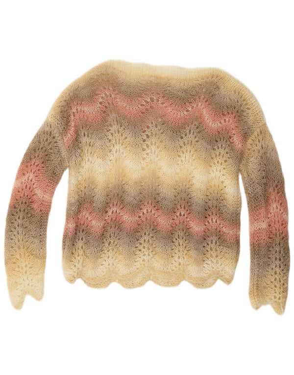 VINTAGE Womens Boat Neck Jumper Sweater UK 14 Medium Multicoloured Striped