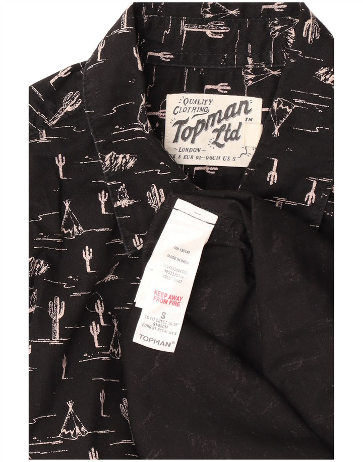 TOPMAN Mens Abstract Pattern Shirt Small Black Cotton