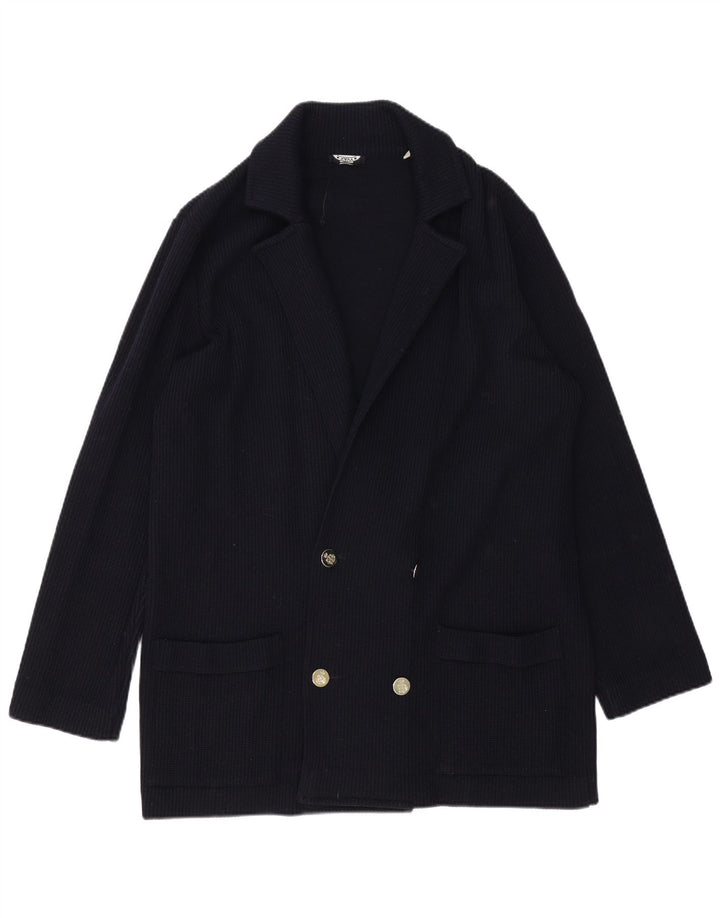 Navy Mens Double Breasted Knit Blazer Jacket IT 52 Large Navy Blue