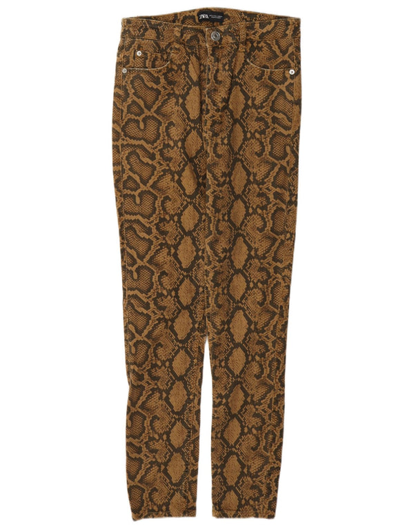 Zara Womens Skinny Casual Trousers EU 40 Medium W30 L27 Brown Animal Print