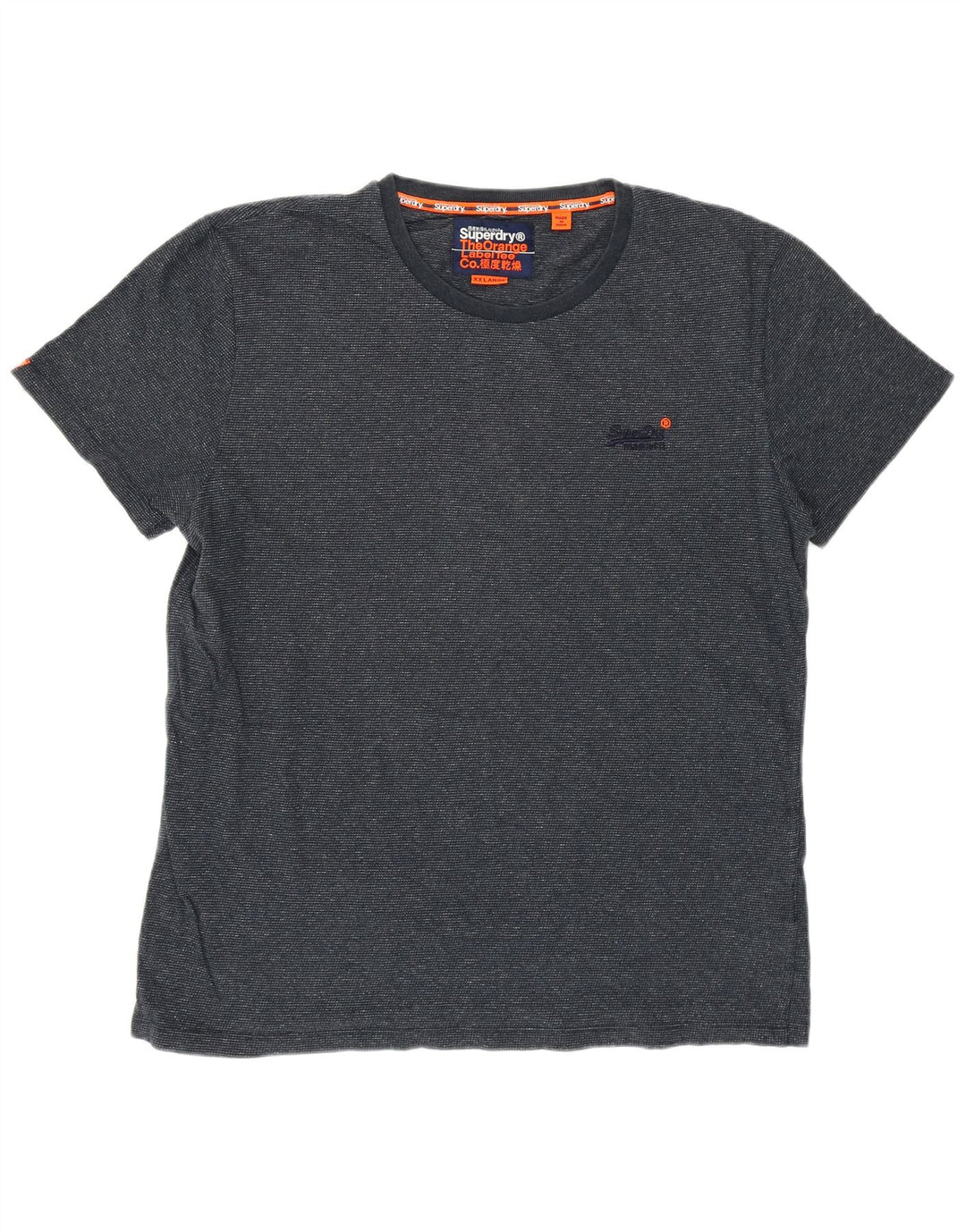 Superdry Mens T-Shirt Top 2XL Navy Blue Flecked Cotton