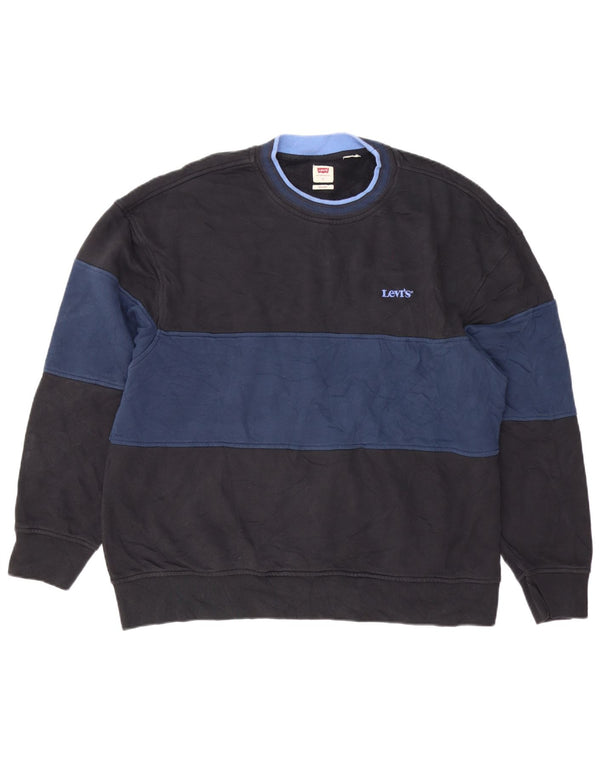 Levi's Mens Relaxed Fit Sweatshirt Jumper Large Navy Blue Colourblock