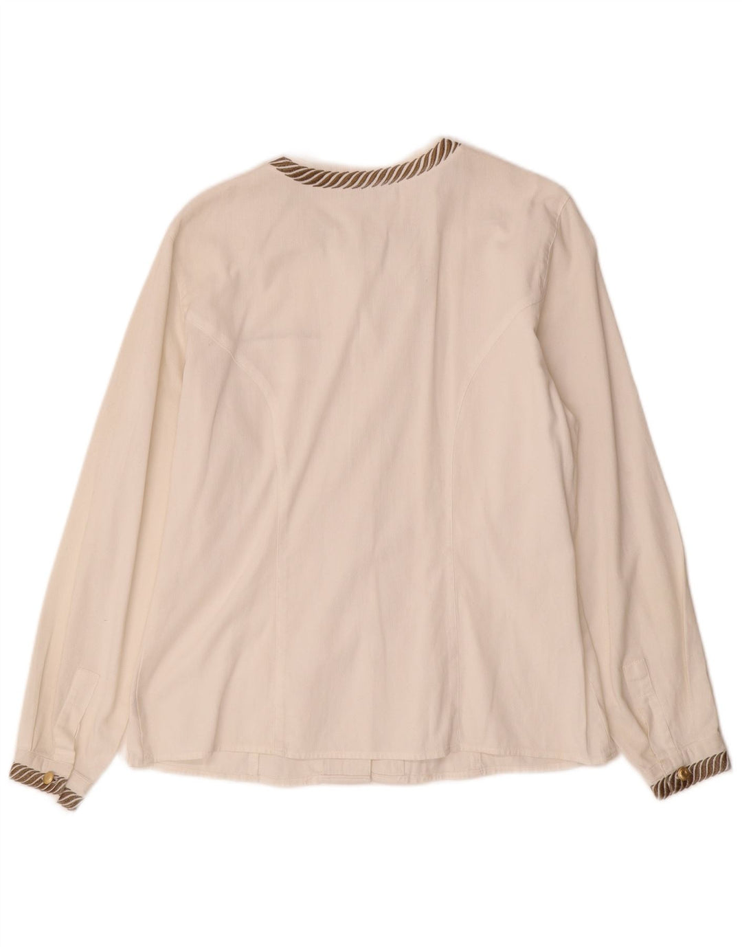 ROCCOBAROCCO Womens Shirt Blouse IT 46 Large White Striped Cotton