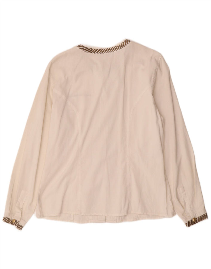 ROCCOBAROCCO Womens Shirt Blouse IT 46 Large White Striped Cotton