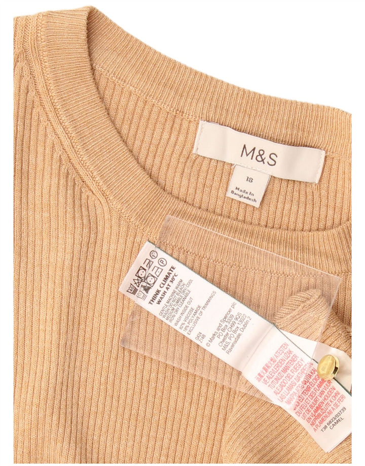 MARKS & SPENCER Womens Boat Neck Jumper Sweater UK 18 XL Beige Viscose