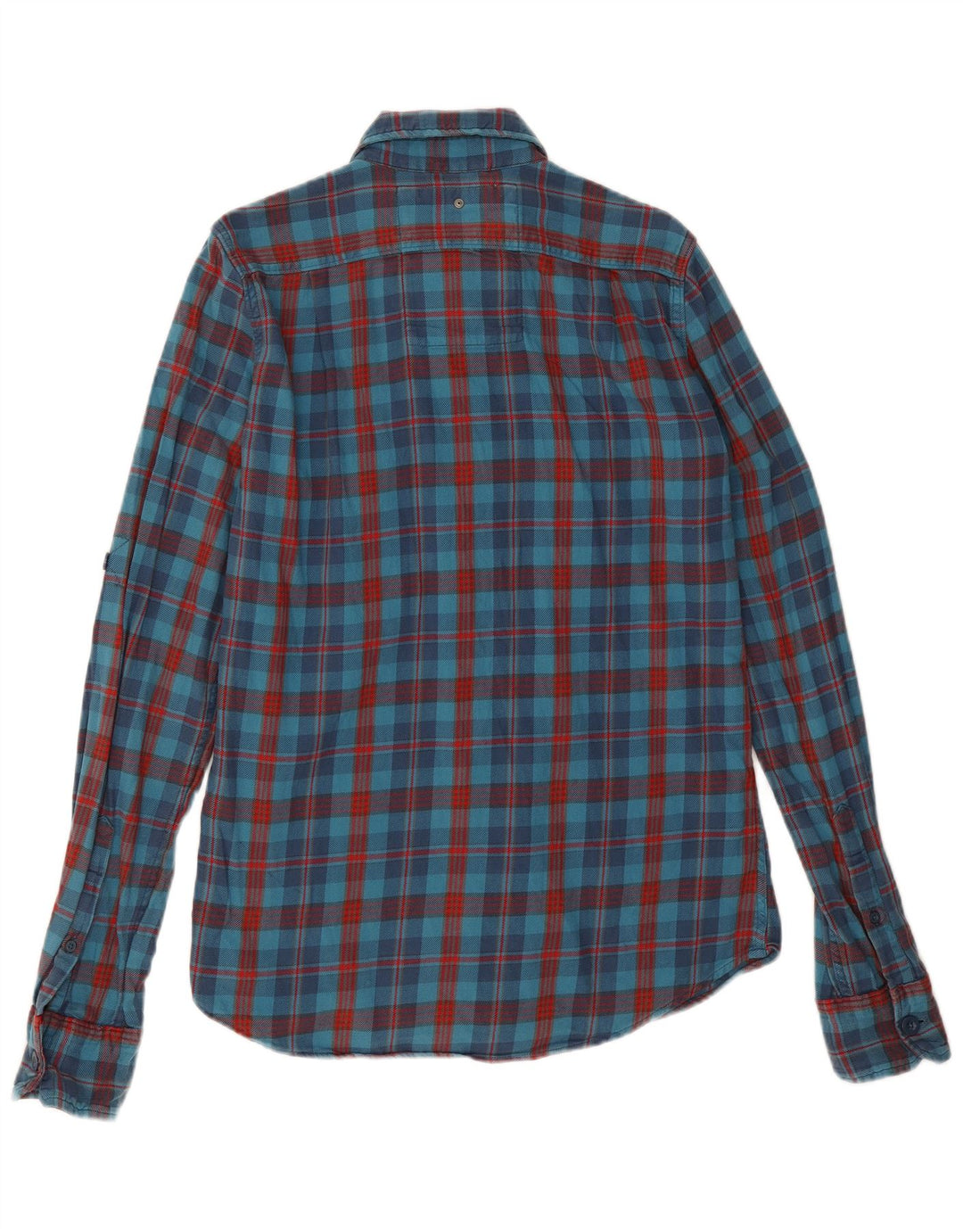 Superdry Mens Flannel Shirt Medium Blue Check Cotton