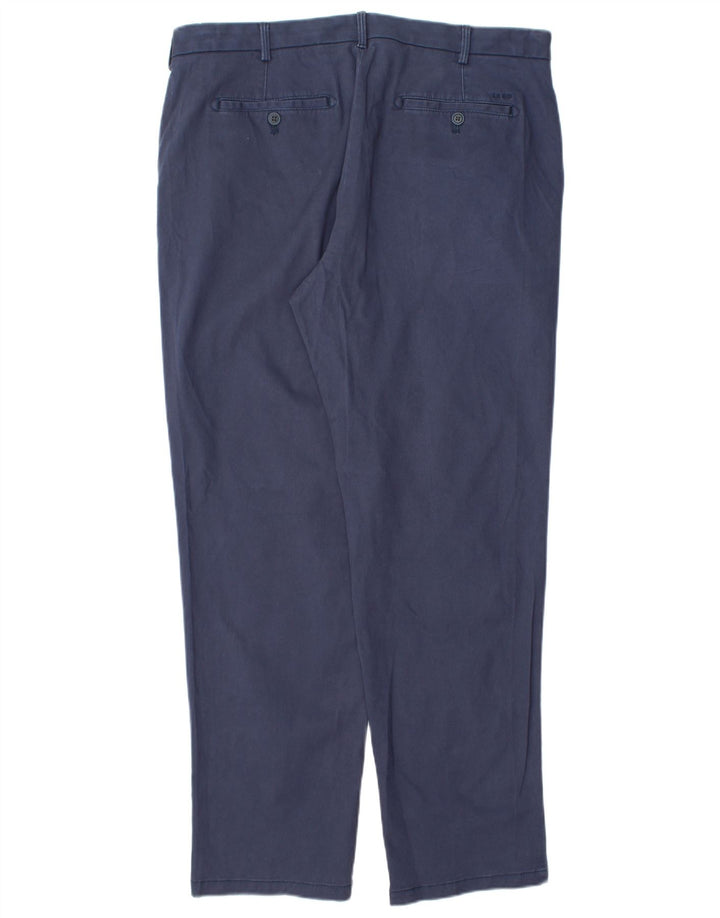 IZOD Mens Straight Chino Trousers W36 L32 Navy Blue Cotton