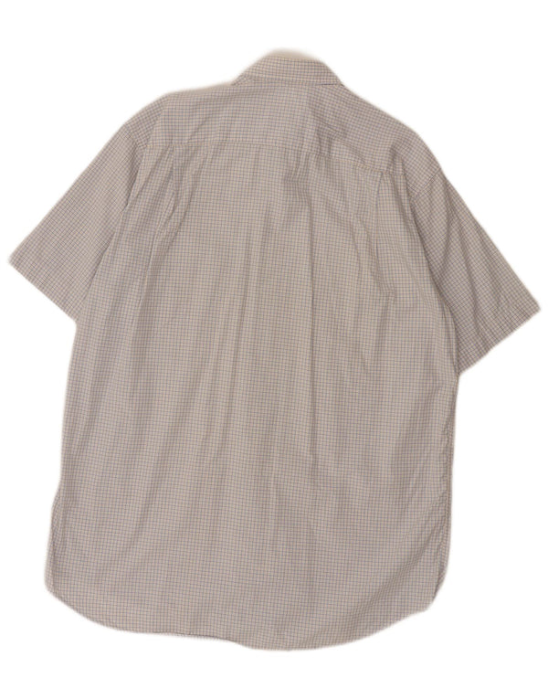 Lacoste Mens Short Sleeve Shirt Size 40 Medium Blue Check Cotton