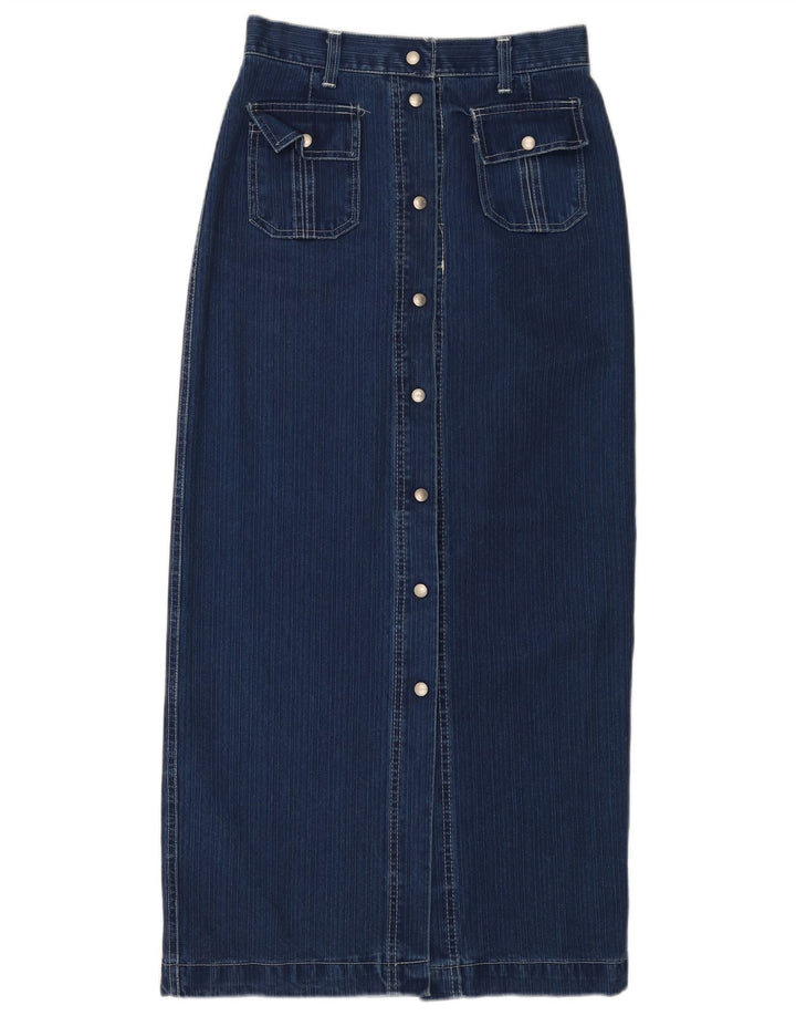 X-CAPE Womens High Waist Denim Maxi Skirt IT 44 Medium W26 Blue Cotton