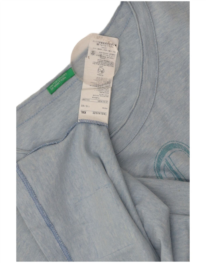 Benetton Mens Graphic T-Shirt Top 2XL Blue Cotton