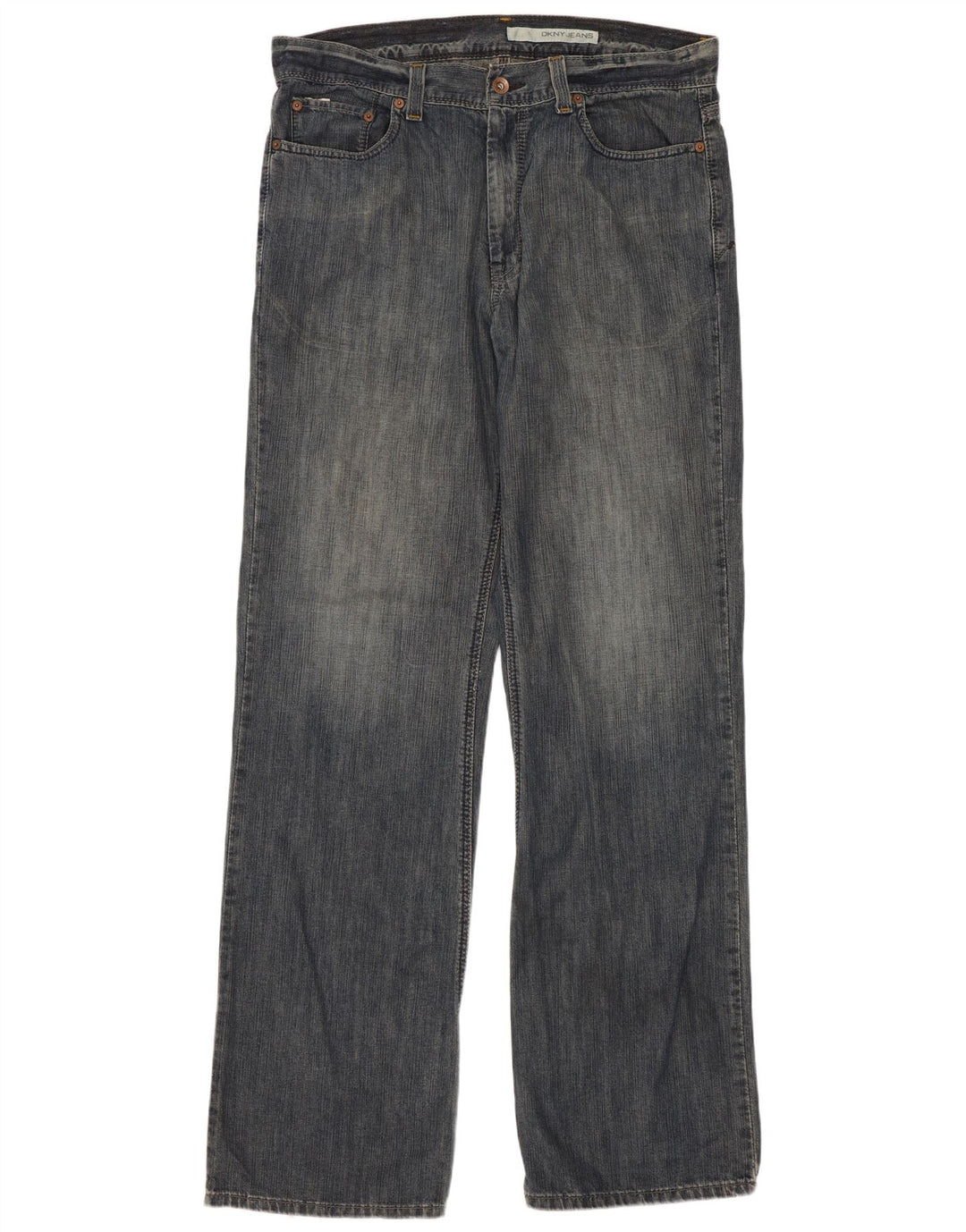 Dkny Mens Straight Jeans W34 L34 Blue Cotton
