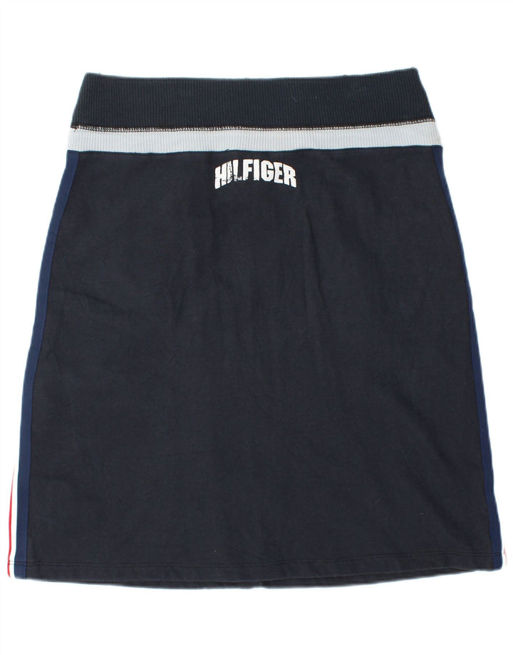 TOMMY HILFIGER Womens A-Line Skirt UK 14 Medium W30 Navy Blue Colourblock