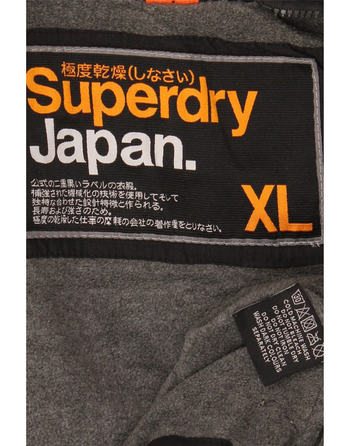 SUPERDRY Mens Hooded Windbreaker Jacket UK 42 XL Black Nylon