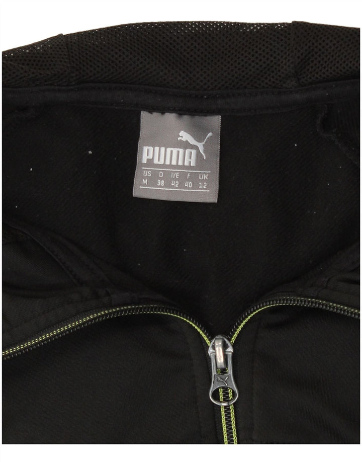 Puma Womens Hooded Tracksuit Top Jacket UK 12 Medium Black Polyester