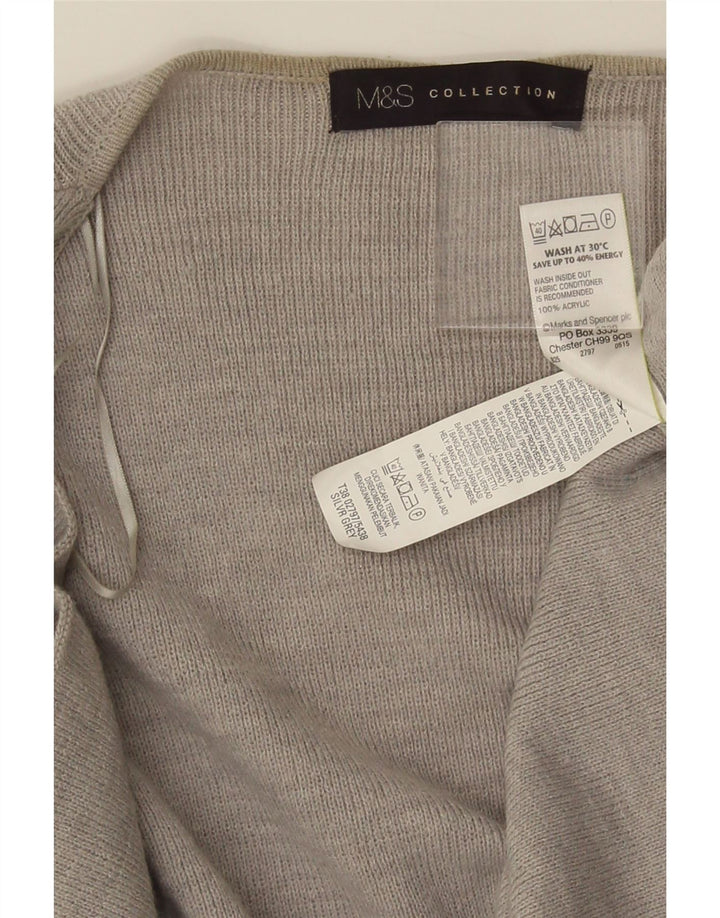 Marks & Spencer Womens Longline Open Cardigan Sweater UK 10 Small Grey