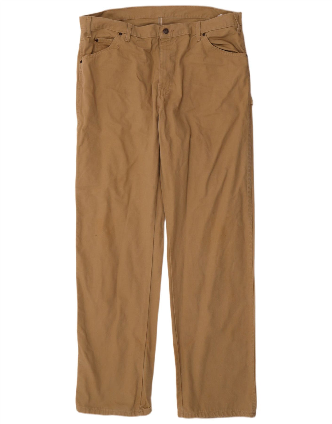 DICKIES Mens Straight Cargo Trousers W38 L36 Beige Cotton