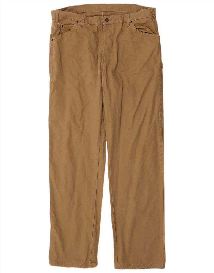 DICKIES Mens Straight Cargo Trousers W38 L36 Beige Cotton