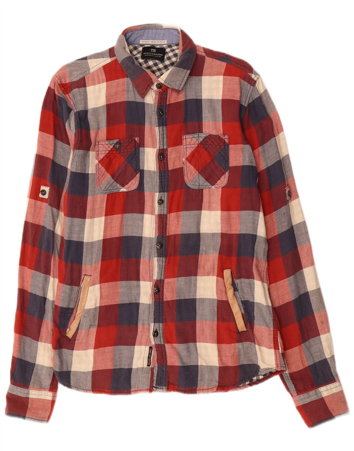 SCOTCH & SODA Mens Flannel Shirt Medium Red Check Cotton