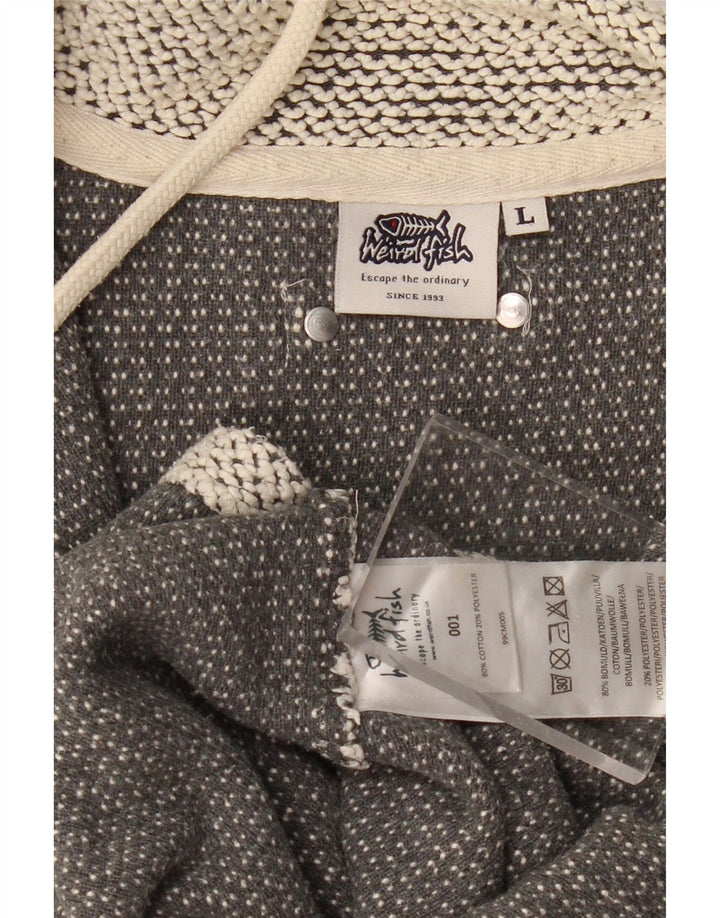 WEIRD FISH Mens Zip Neck Sweatshirt Jumper Large Grey Cotton