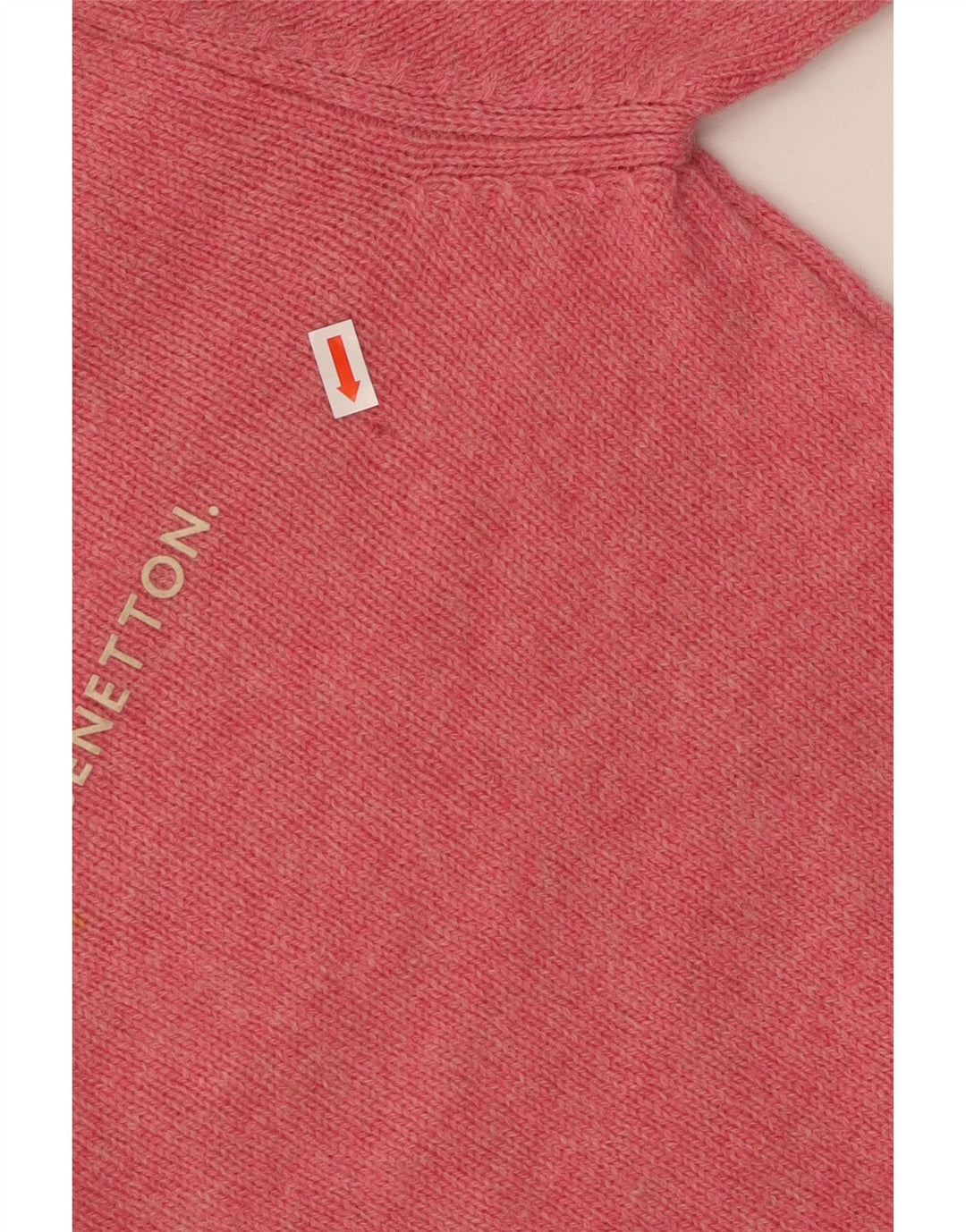 BENETTON Womens Crop Graphic Boat Neck Jumper Sweater UK 8 Small Pink