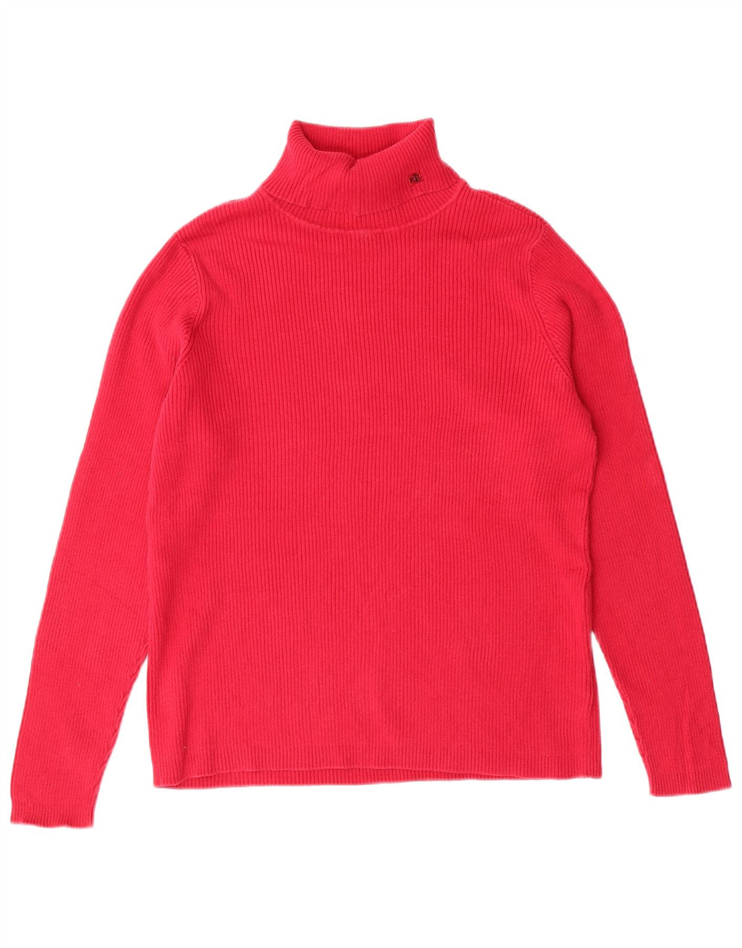 RALPH LAUREN Womens Roll Neck Jumper Sweater UK 16 Large Pink Cotton