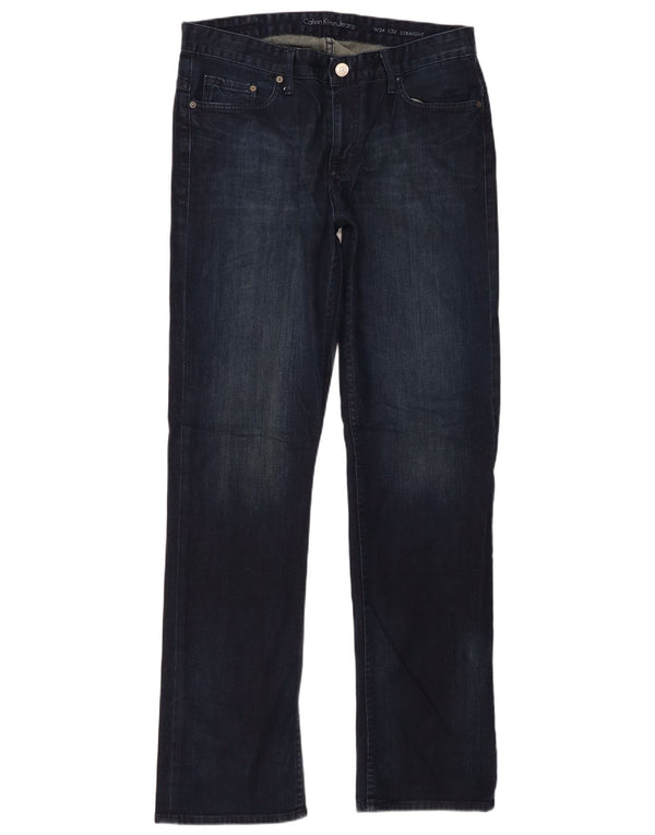 Calvin Klein Mens Straight Jeans W34 L34 Navy Blue Cotton